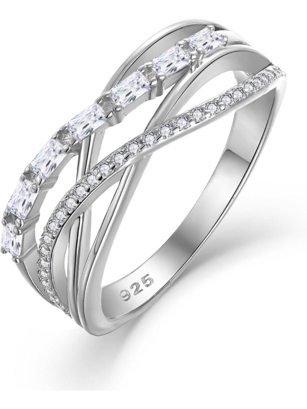 Twisted Knot Ring in 925 Sterling Silver with Cubic Zirconia - Infinity